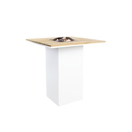Stůl s plynovým ohništěm COSI- Cosiloft barový stůl bílý rám / deska teak - 2