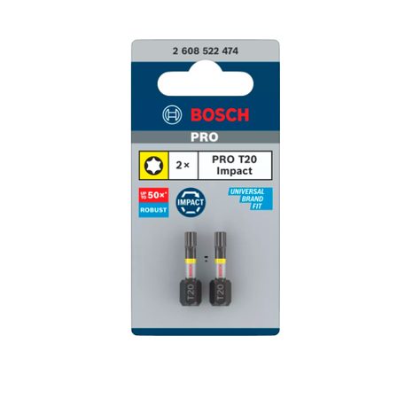 Skrutkovací bit Bosch PRO Impact Control 25 mm T20 2 ks 2608522474