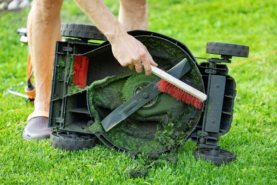 čištění sekačky na trávu