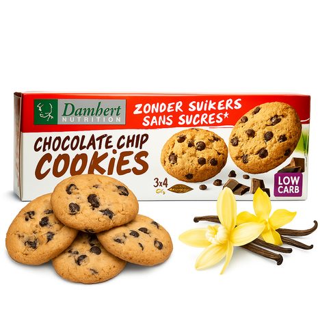 LowCarb cookies s kousky čokolády a vanilkou