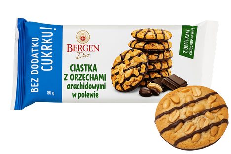 LowCarb sušenky bez přidaného cukru s arašídy v čokoládové polevě