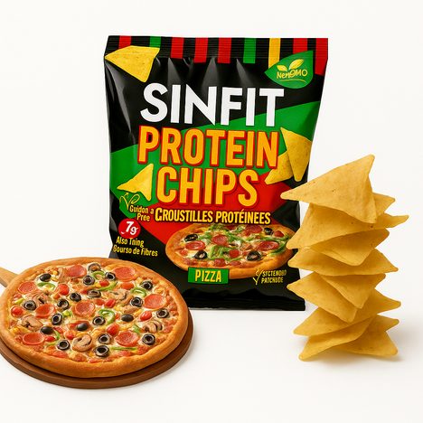 Proteinové a bezlepkové chipsy s příchutí pizza