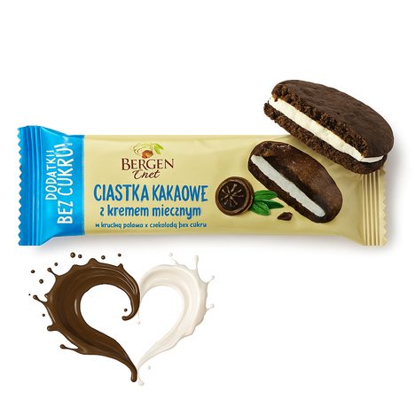 LowCarb kakaové sušenky bez cukru se smetanou v bílé polevě