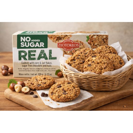 LowCarb cookies s ovesnými a kukuřičnými vločkami - čokoláda a ořechy