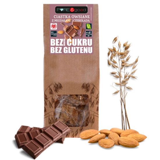 LowCarb bezlepkové ovesné sušenky s mandlemi a čokoládou