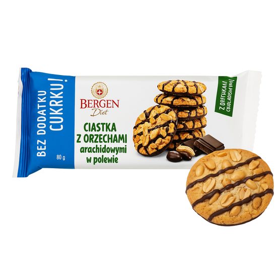 LowCarb sušenky bez přidaného cukru s arašídy v čokoládové polevě