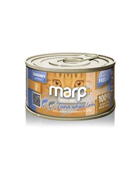 Marp Holistic Plus konzerva pro kočky – Tuňák se sardinkami a borůvkami v želé