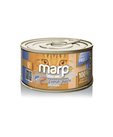 Marp Holistic Plus konzerva pro kočky – Tuňákové paté s krevetami 24x70g