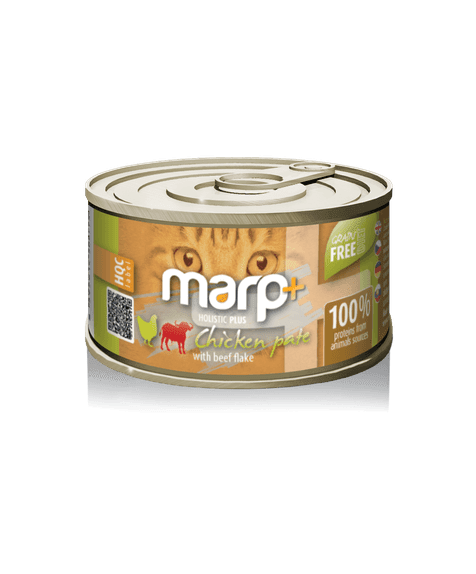 Marp Holistic Plus konzerva pro kočky - Kuřecí paté s hovězími kousky 24x70g