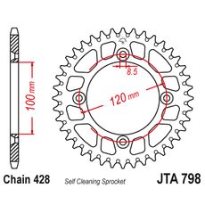 HLINÍKOVÁ REŤAZOVÁ ROZETA JT JTA 798-52BLK 52T, 428 ČIERNA