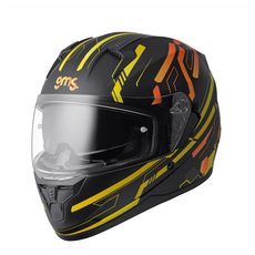 HEXAGO INTEGRÁLNA PRILBA GMS GRAPHIC MATNÁ ŽLTO-ORANŽOVÁ