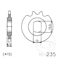 REŤAZOVÉ KOLIEČKO JMT 13T, ROZTEČ 415 PREDĹŽENÝ OTVOR 12/15,5