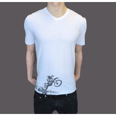 MOTOCROSS TRIČKO PÁNSKE BIELE V VÝSTRIH