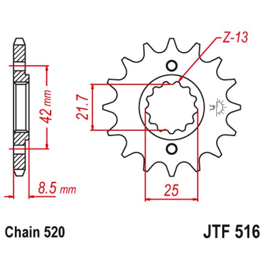 REŤAZOVÉ KOLIEČKO JT JTF 516-16 16T, 520