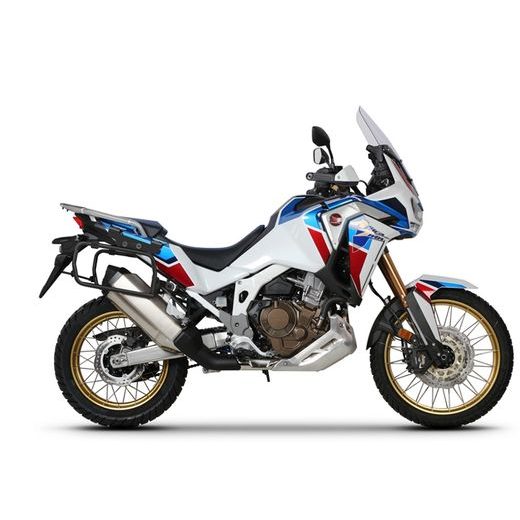 KOMPLETNÁ SADA ČIERNYCH HLINÍKOVÝCH KUFROV SHAD TERRA BLACK, 48 LITROV VRCHNÝ KUFOR, 36/47 LITROV BOČNÉ KUFRE, VRÁTANE MONTÁŽNEJ SADY A PLATNI SHAD HONDA CRF 1100 AFRICA TWIN