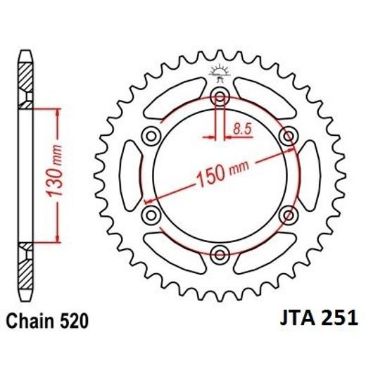 HLINÍKOVÁ REŤAZOVÁ ROZETA JT JTA 251-50 50 ZUBOV,520