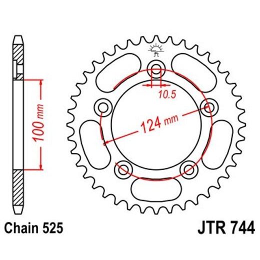 REŤAZOVÁ ROZETA JT JTR 744-38 38T, 525