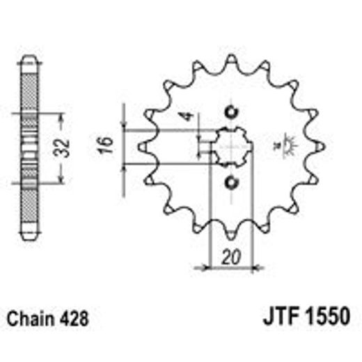 REŤAZOVÉ KOLIEČKO JT JTF 1550-14 14T, 428