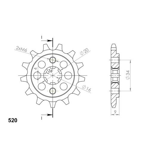 REŤAZOVÁ SADA EK - STRIEBORNÝ CHAIN 520 MRD, NON-SEALED, CHK FRONT SPROCKET SUPERSPROX, CHK REAR SPROCKET SUPERSPROX PRE YAMAHA TT-R 230 2005-2025