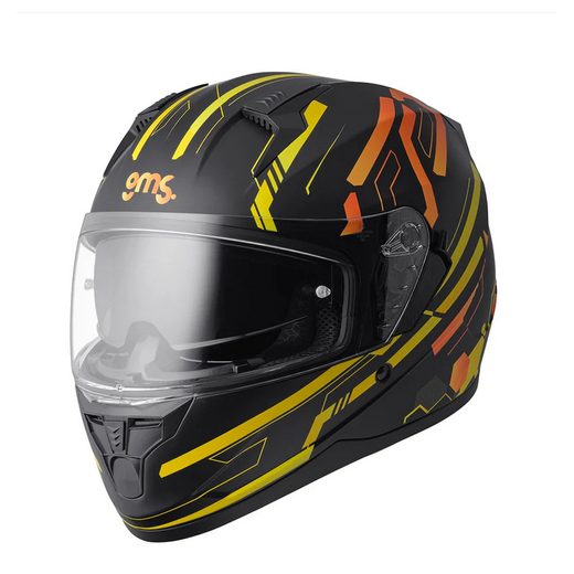 HEXAGO INTEGRÁLNA PRILBA GMS GRAPHIC MATNÁ ŽLTO-ORANŽOVÁ