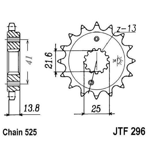 REŤAZOVÉ KOLIEČKO JT JTF 296-16RB 16T, 525 POGUMOVANÉ