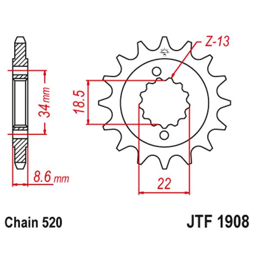 REŤAZOVÉ KOLIEČKO JT JTF 1908-14 14T, 520