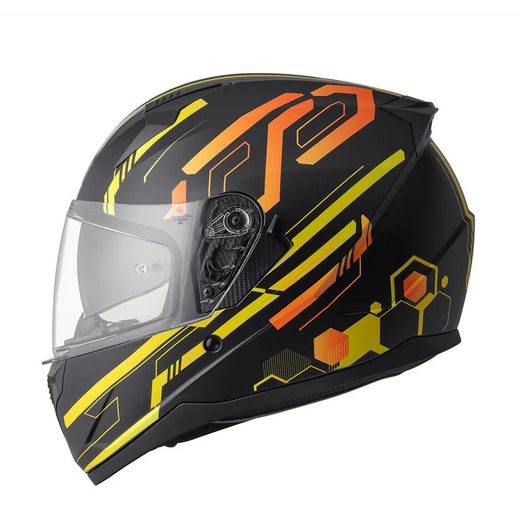 HEXAGO INTEGRÁLNA PRILBA GMS GRAPHIC MATNÁ ŽLTO-ORANŽOVÁ