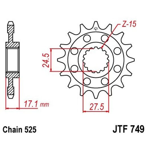 REŤAZOVÉ KOLIEČKO JT JTF 749-15 15T, 525