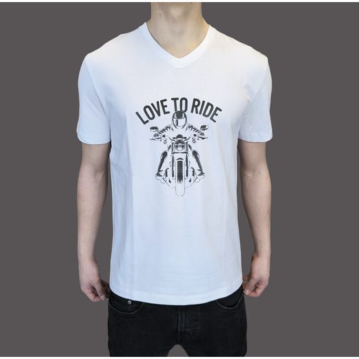 LOVE TO RIDE TRIČKO PÁNSKE BIELE V VÝSTRIH