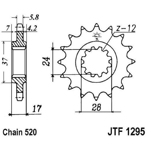 REŤAZOVÉ KOLIEČKO JT JTF 1295-14 14T, 520