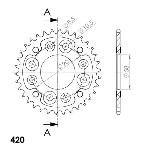 REŤAZOVÁ ROZETA SUPERSPROX STEALTH RST-214:34-BLU MODRÁ 34T, 420