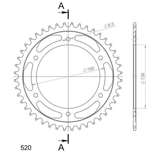 REŤAZOVÁ ROZETA SUPERSPROX RFE-5:44-BLK ČIERNA 44T, 520