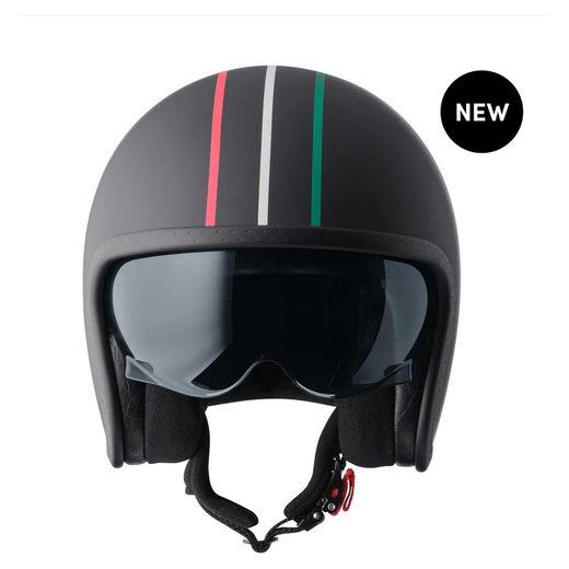 RIDE IN ITALY OTVORENÁ PRILBA GMS ČIERNA S PÁSIKMI