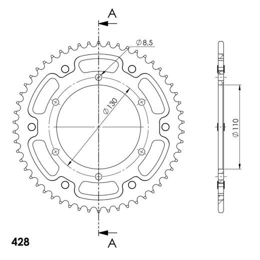 REŤAZOVÁ ROZETA SUPERSPROX STEALTH RST-1870:54-GLD ZLATÁ 54T, 428