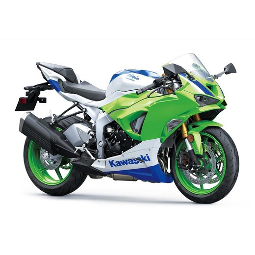 KAWASAKI NINJA ZX-6R " 40 TH ANNIVERSARY EDITION " LIME GREEN / PEARL CRYSTAL WHITE / BLUE 2024