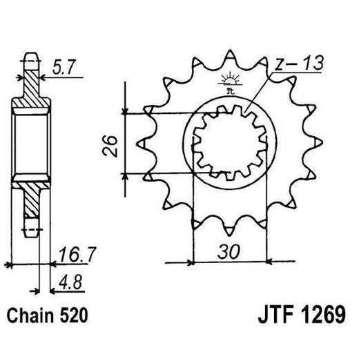 REŤAZOVÉ KOLIEČKO JT JTF 1269-16 16T, 520