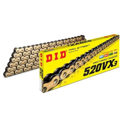 VX -X KRÚŽOK D.I.D CHAIN 520VX3 1920 ČLÁNKOV ZLATÁ/ČIERNA