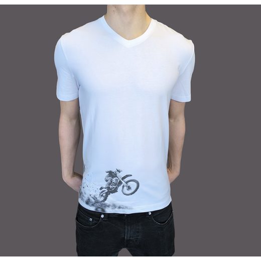 MOTOCROSS TRIČKO PÁNSKE BIELE V VÝSTRIH
