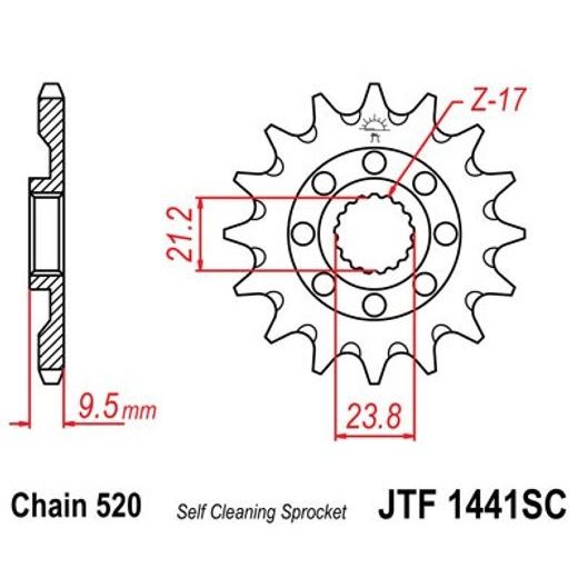 REŤAZOVÉ KOLIEČKO JT JTF 1441-14SC 14T, 520 SAMOČISTIACE ĽAHKÉ