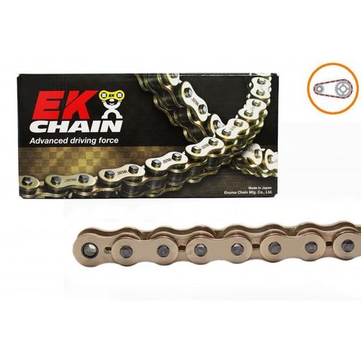 REŤAZOVÁ SADA EK - ZLATÝ REŤAZ 520 MRD, NETESNENÝ, KOLIESKO JT, HLINÍKOVÁ ROZETA JT PRE HONDA CR 125 R 1986