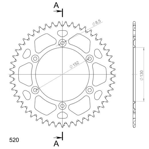 REŤAZOVÁ SADA EK - STRIEBORNÝ CHAIN 520 SRO, O-KRÚŽOK, CHK FRONT SPROCKET SUPERSPROX, CHK REAR SPROCKET SUPERSPROX PRE APRILIA MXV 4.5 2010-2012