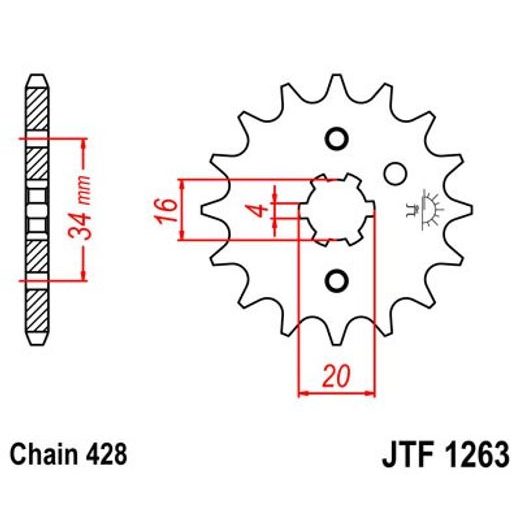 REŤAZOVÁ SADA EK - STRIEBORNÝ CHAIN 428 DEH, NON-SEALED, CHK FRONT SPROCKET JT, CHK REAR SPROCKET JT PRE YAMAHA DT 125 LC 1984-1987