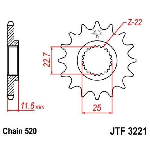 REŤAZOVÉ KOLIEČKO JT JTF 3221-13 13T, 520