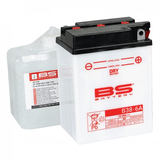 KONVENČNÝ AKUMULÁTOR ( S KYSELINOU) BS-BATTERY B38-6A (Y38-6A ) BALENIE VRÁT.KYSELINY