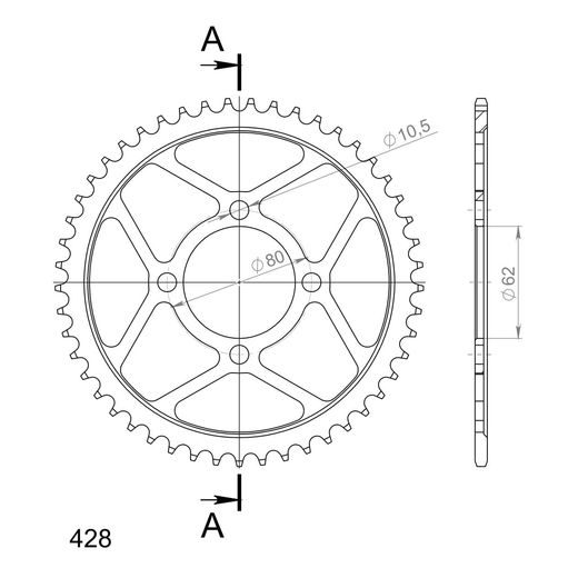 REŤAZOVÁ SADA EK - STRIEBORNÝ CHAIN 428 DEH, NON-SEALED, CHK FRONT SPROCKET SUPERSPROX, CHK REAR SPROCKET SUPERSPROX PRE YAMAHA TT-R 125 2002-2010