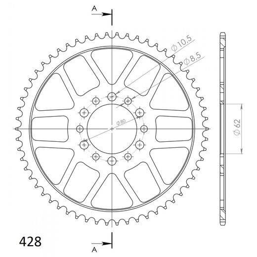 REŤAZOVÁ ROZETA SUPERSPROX RFE-1842:58-BLK ČIERNA 58T, 428