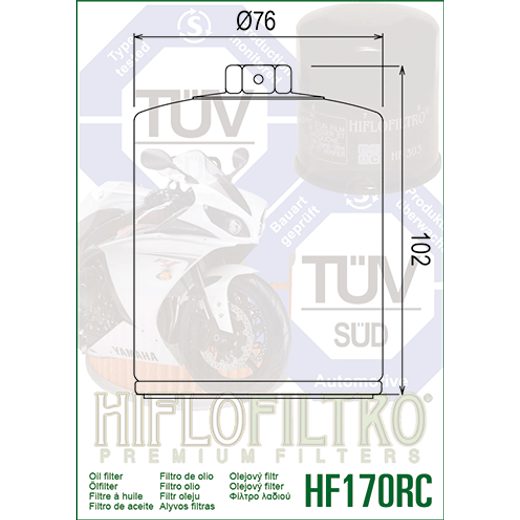 OLEJOVÝ FILTER HIFLOFILTRO HF170BRC RACING ČIERNA