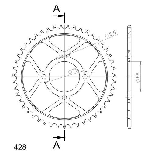REŤAZOVÁ SADA D.I.D CHAIN - STRIEBORNÝ CHAIN 428 VX, X-RING (X, NX, QX, XS), CHK FRONT SPROCKET SUPERSPROX, CHK REAR SPROCKET SUPERSPROX PRE HYOSUNG CRUISE 125 1997