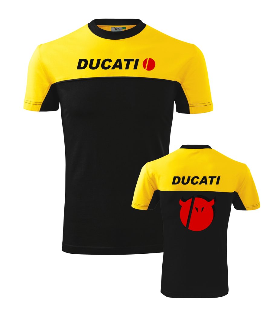 Pánské triko s motivem Ducati Devil - Žluto/Černé - MOTO TRIKA - Trička  Ducati - 699 Kč - Motogaráž.cz - Vše pro motorkáře na jednom místě!