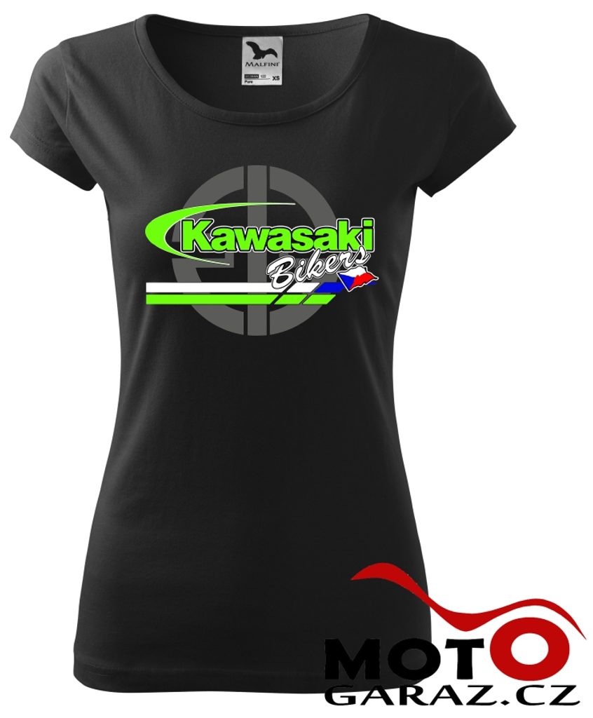 Dámské klubové tričko Kawasaki Bikers CZ - Černá - KAWASAKI BIKERS CZ -  Dámské oblečení - 499 Kč - Motogaráž.cz - Vše pro motorkáře na jednom místě!